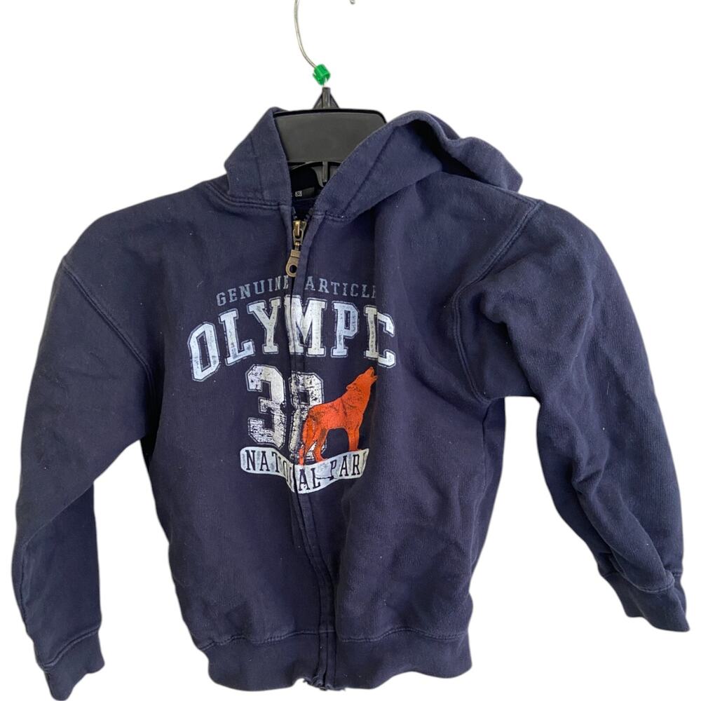 Prairie Mountain Full Zip Hoodie Boys Size 10/12 Blue Olympic 38 National Park